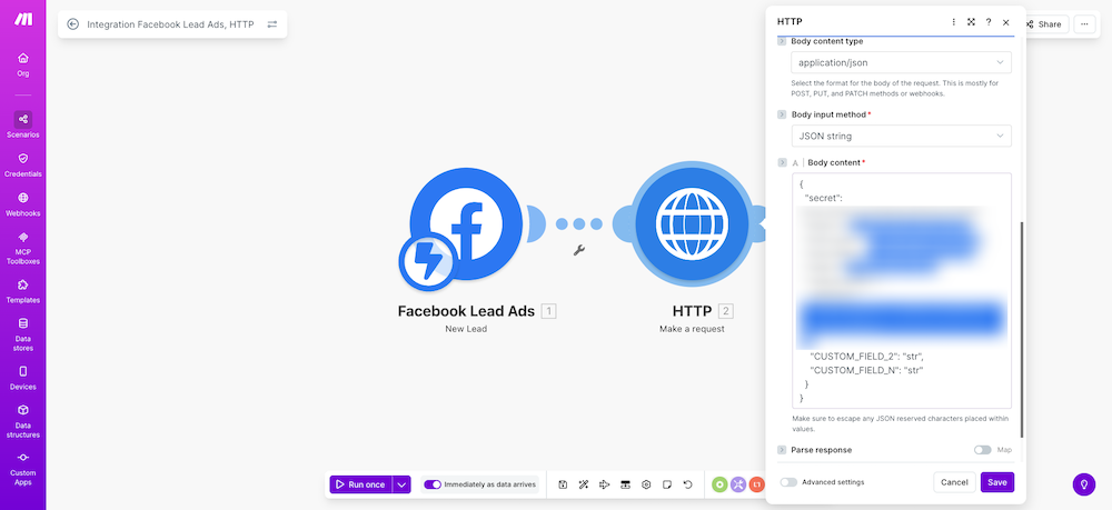 integrazione facebook lead ads e automazione messaggi whatsapp